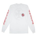 Chrome Hearts is a luxury fashion brand that was founded in 1988 by Richard Stark and Laurie Lynn Stark. The company is known for its high-end, edgy jewelry and accessories, as well as its clothing and leather goods. The Chrome Hearts Made in Hollywood Plus Cross L/S sweatshirt is a long-sleeved sweatshirt featuring a large cross graphic on the front. It is made of a soft, comfortable material and is likely to be quite expensive due to the brand's reputation for luxury.