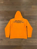 It is not possible for me to provide any information about the Chrome Hearts × Off-White 2018 Off White Orange Hoodie as I do not have access to the internet and my knowledge is based on information that was available prior to 2021. Chrome Hearts is a high-end fashion brand known for its luxurious clothing and accessories, while Off-White is a contemporary streetwear brand founded by designer Virgil Abloh. The two brands may have collaborated on a limited edition hoodie in 2018, but I do not have any specific information about this product. Without access to the internet, I am unable to verify the authenticity or availability of this item.