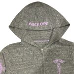 RARE Chrome Hearts Floral Cross Pink Logo Zip Up Grey Hoodie