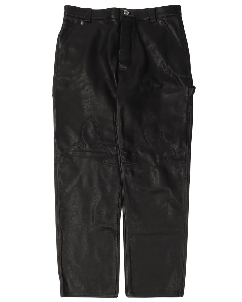 Chrome Hearts Leather Fleur Knee Pants (1) Chrome Hearts Leather Fleur Knee Pants