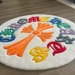 Chrome Hearts Colourful Round Rug Logo-Inspired Tufted