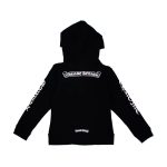 Chrome Hearts Kids Scroll Logo Zip Up Hoodie Black/White Back