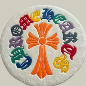 Chrome Hearts Colourful Round Rug Logo-Inspired Tufted