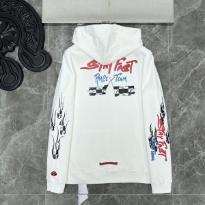 Graffiti Racing Flag Fire Arm Flower Arm Chrome Heart Hoodie White 2