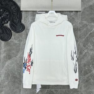 Graffiti Racing Flag Fire Arm Flower Arm Chrome Heart Hoodie White