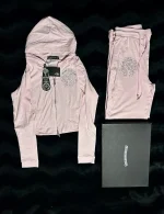 Brand New Pink Chrome Heart Women's Sweat Suit