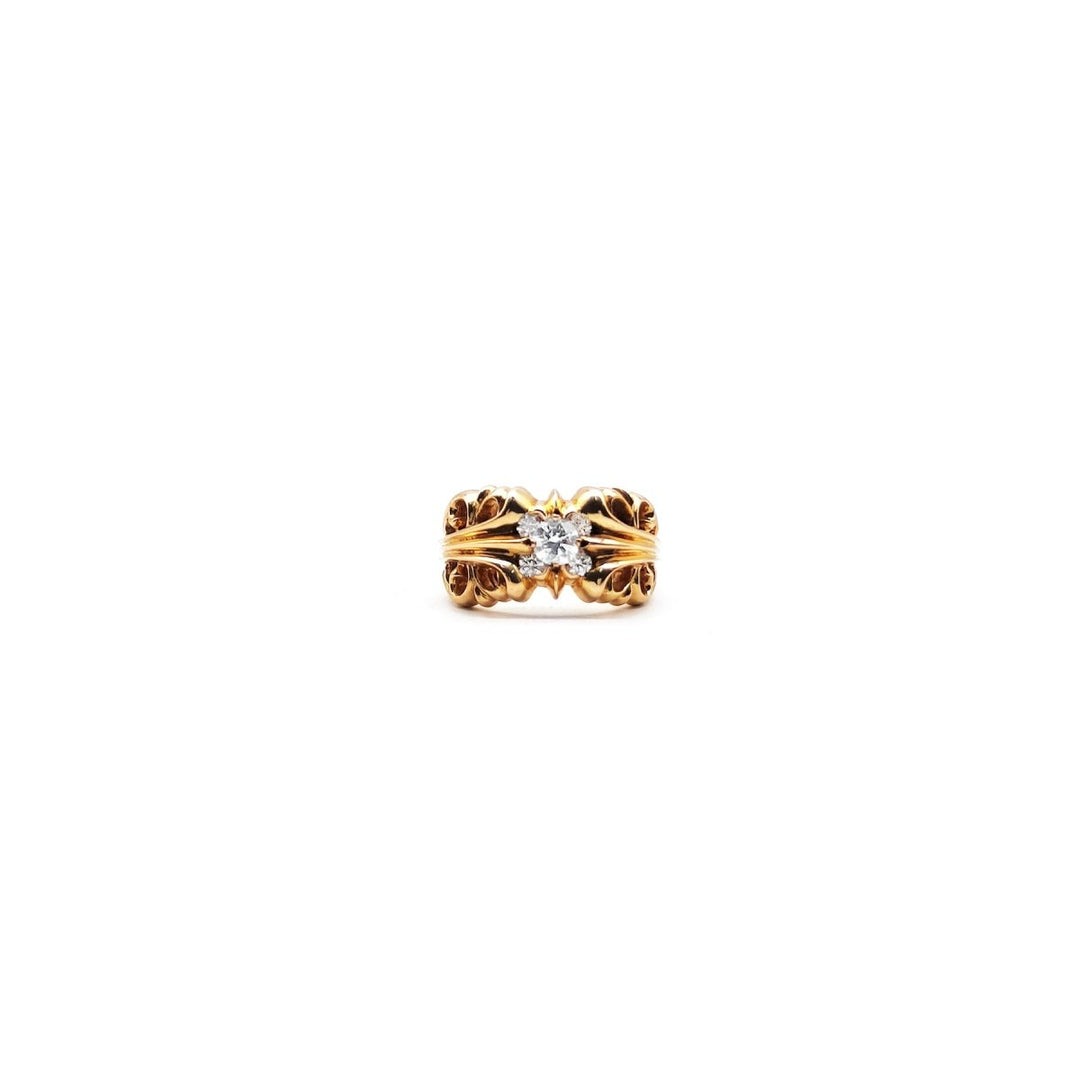 Chrome Hearts 22K Gold 5 Diamonds K&T Floral Ring